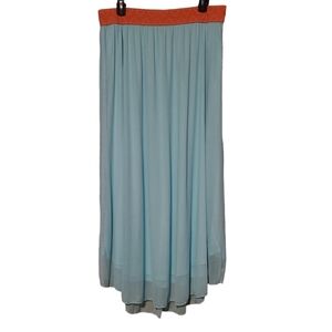 LLR LuLaRoe Teal & Pink Lucy Maxi Skirt Sz XL NWT